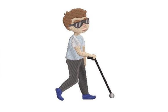 Child with Blind Walking Stick
