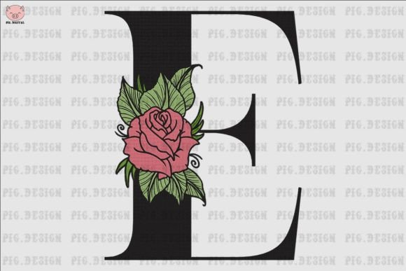 Flower Rose Font E Embroidery Design